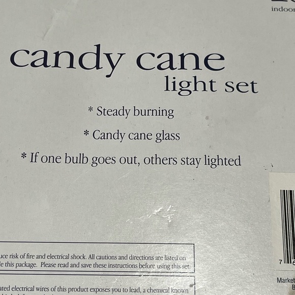 Vintage Glass Candy Cane Indoor String Light Set 10 Lights 7 ft Long NOS - Picture 6 of 7